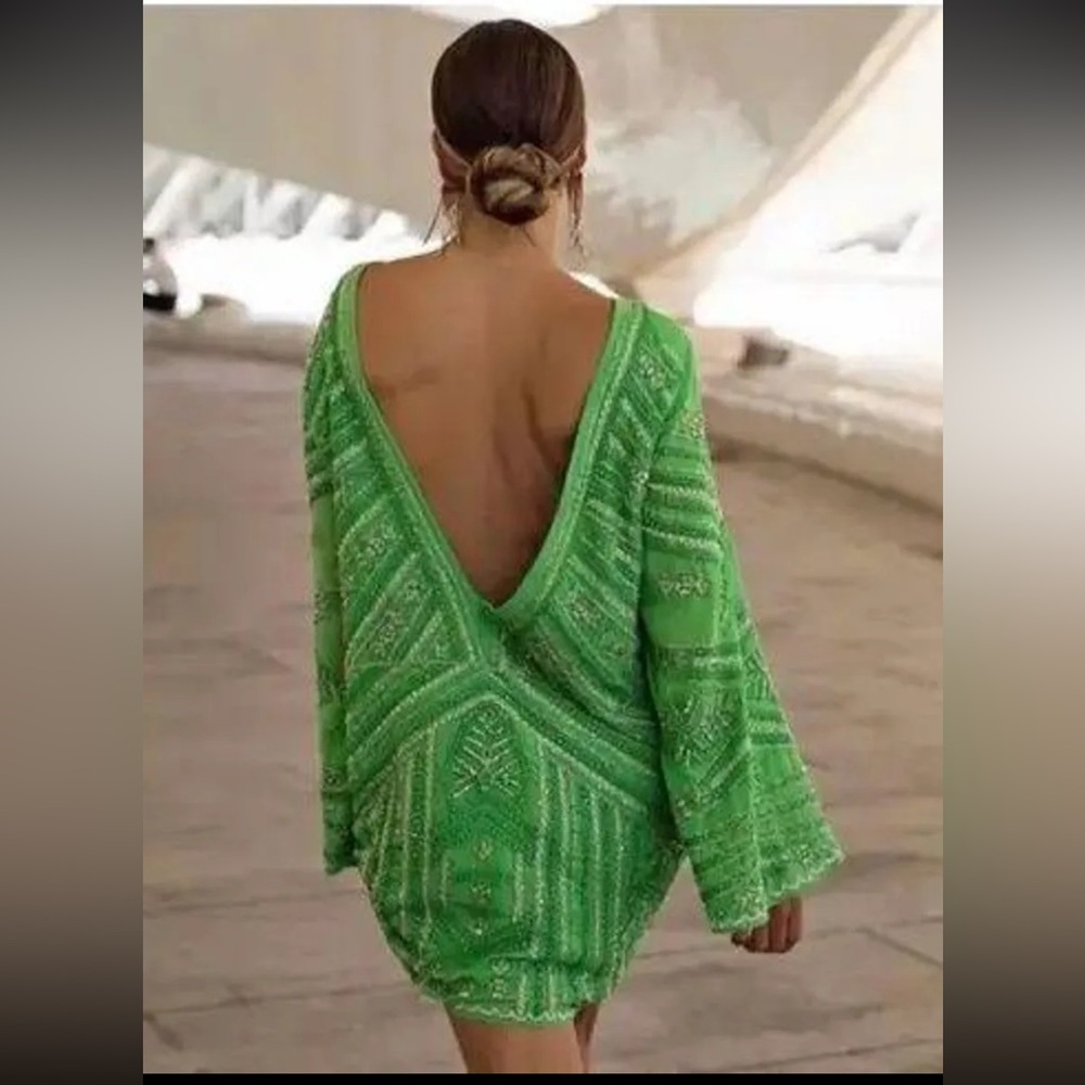 Zara low back beaded dress